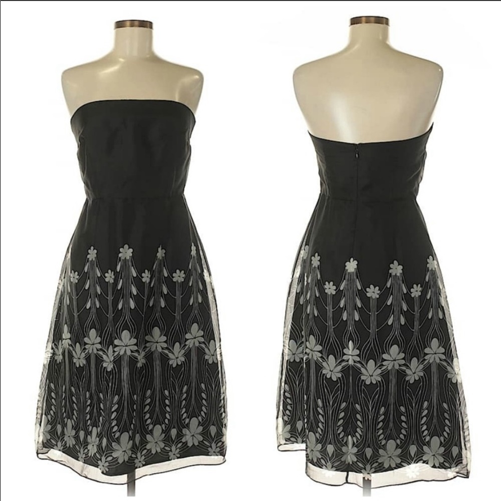 Kay Unger Silk strapless dress black/grey size 4